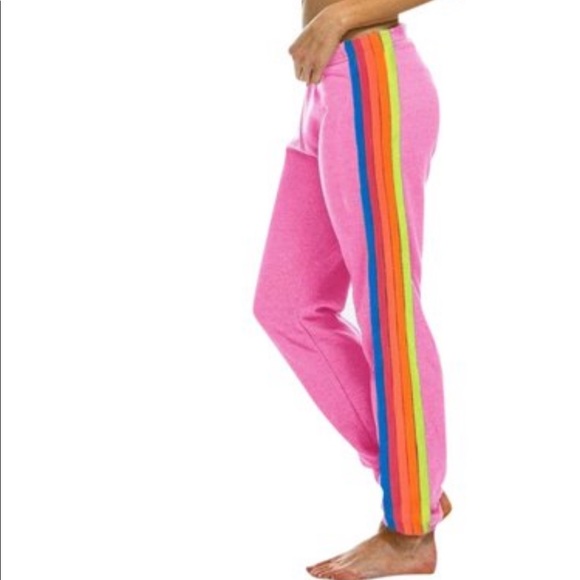 Aviator Nation Pants - NWT neon pink aviator nation 5 stripe sweatpants